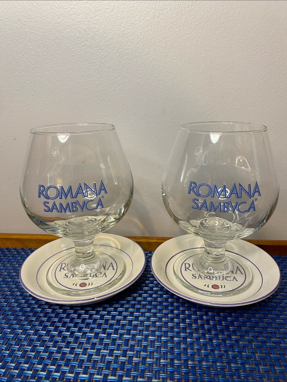 Romana Sambuca glasses and cup saucers.